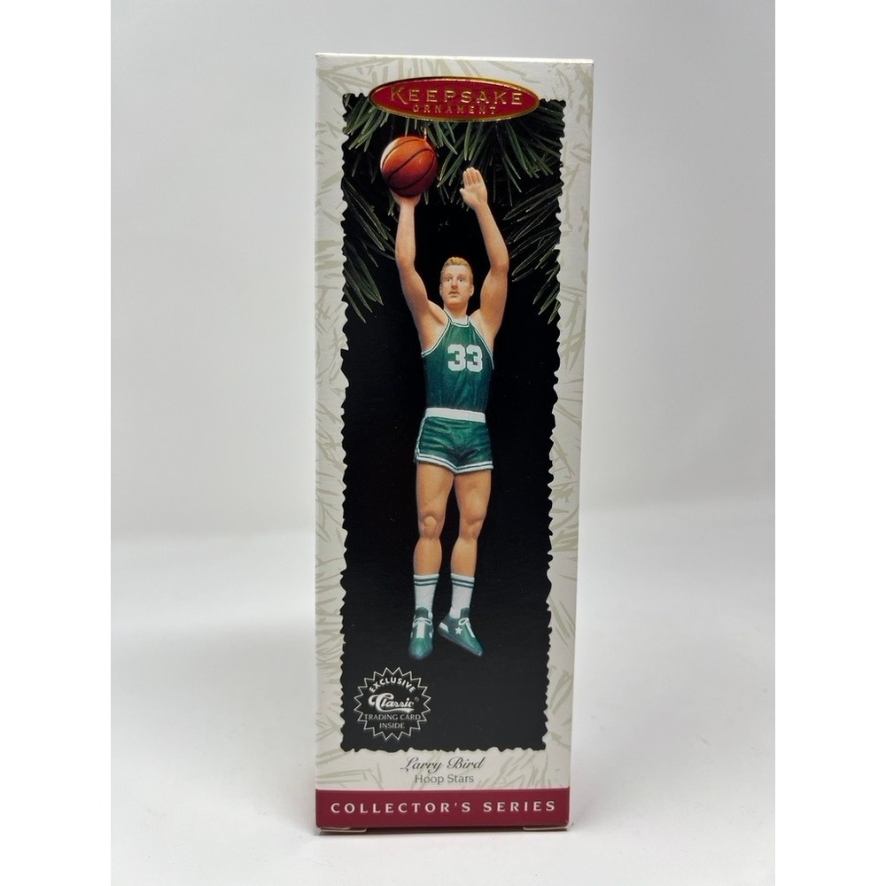 Hallmark Larry Bird Ornament Green Excellent Hoop Stars 1996 NBA Card Boston